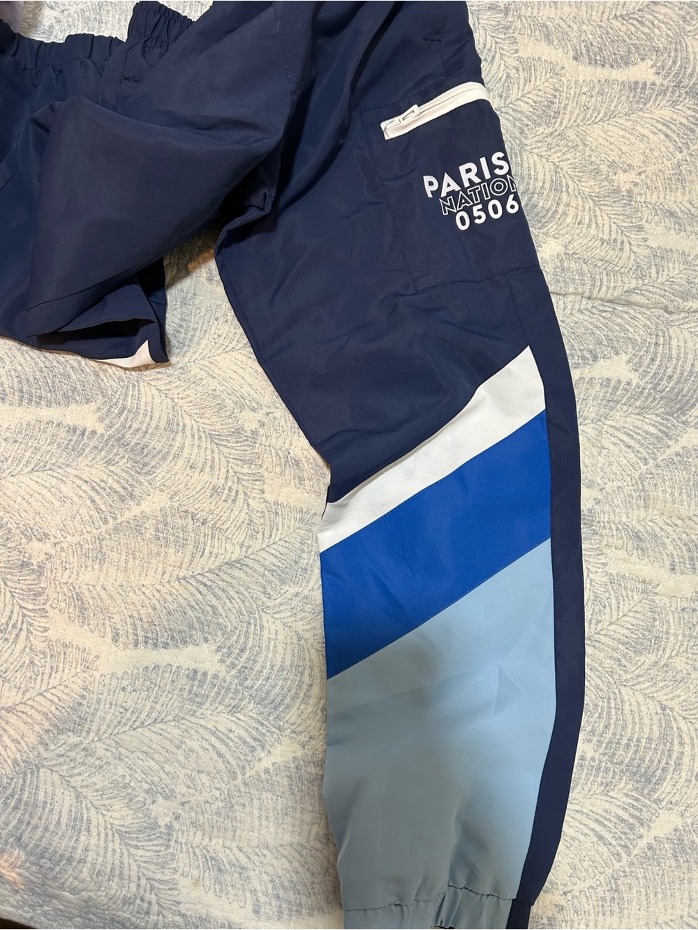 Navy Kids Athletic Shorts with Paris Print and Zip Pocket - Picture 3 of 5